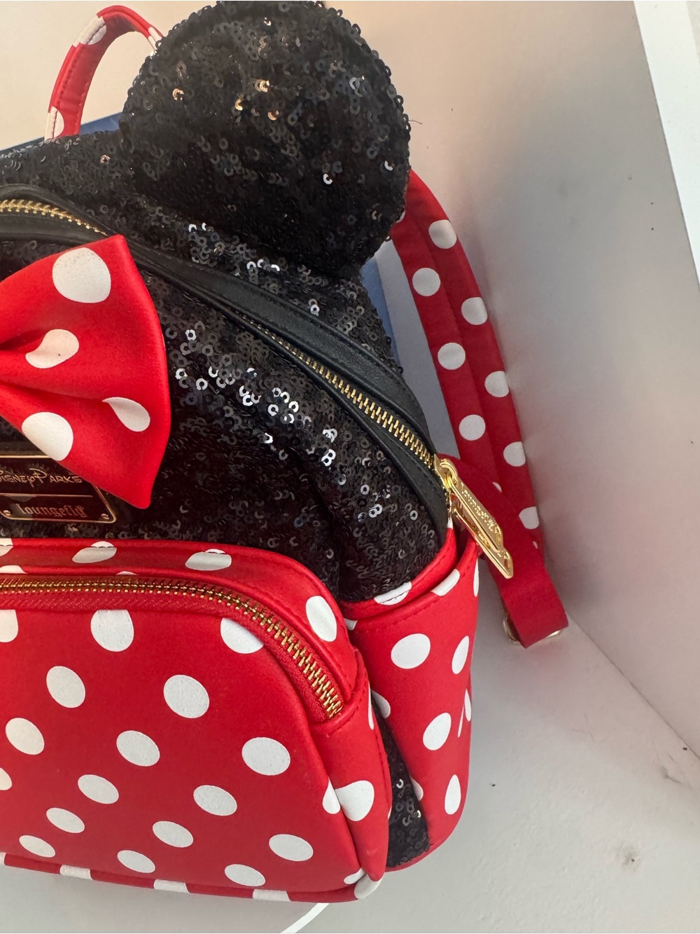 Loungefly Red and Black Minnie Mouse Polka Dot Mini Backpack - Picture 5 of 16
